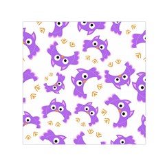 Purple Owl Pattern Background Small Satin Scarf (square) by Vaneshart