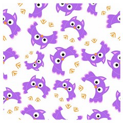 Purple Owl Pattern Background Wooden Puzzle Square by Vaneshart