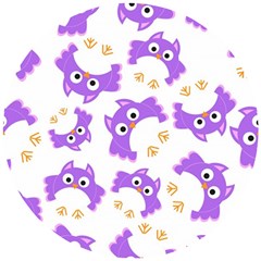 Purple Owl Pattern Background Wooden Puzzle Round by Vaneshart