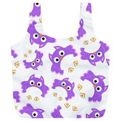 Purple Owl Pattern Background Full Print Recycle Bag (xxl) by Vaneshart