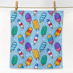 Cute Kawaii Ice Cream Seamless Pattern Face Towel by Vaneshart