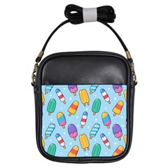 Cute Kawaii Ice Cream Seamless Pattern Girls Sling Bag by Vaneshart