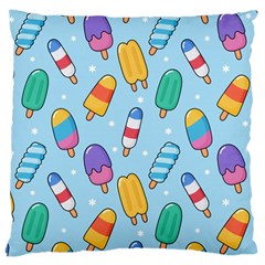 Cute Kawaii Ice Cream Seamless Pattern Large Cushion Case (two Sides) by Vaneshart