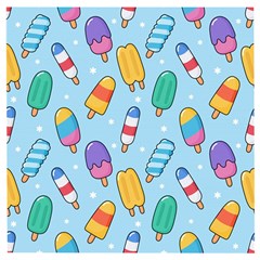 Cute Kawaii Ice Cream Seamless Pattern Wooden Puzzle Square by Vaneshart