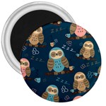 Seamless Pattern Owls Dreaming 3  Magnets Front