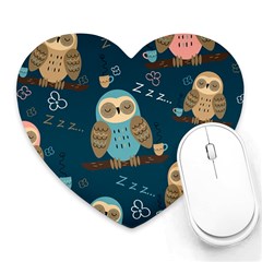 Seamless Pattern Owls Dreaming Heart Mousepads by Vaneshart