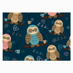 Seamless Pattern Owls Dreaming Large Glasses Cloth (2 Sides) by Vaneshart