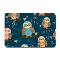 Seamless Pattern Owls Dreaming Small Doormat  by Vaneshart