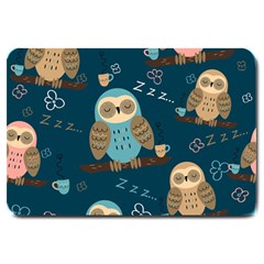 Seamless Pattern Owls Dreaming Large Doormat  by Vaneshart