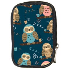 Seamless Pattern Owls Dreaming Compact Camera Leather Case by Vaneshart