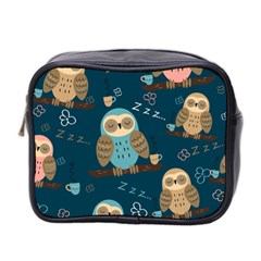 Seamless Pattern Owls Dreaming Mini Toiletries Bag (two Sides) by Vaneshart