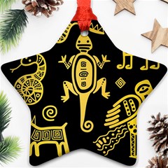 Mexican Culture Golden Tribal Icons Ornament (Star)