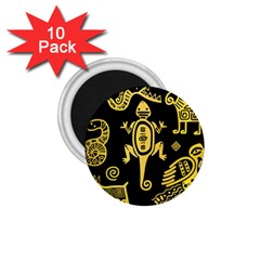 Mexican Culture Golden Tribal Icons 1.75  Magnets (10 pack) 