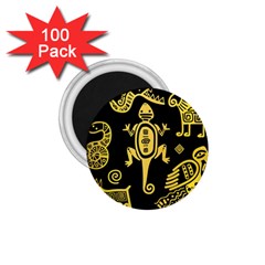 Mexican Culture Golden Tribal Icons 1.75  Magnets (100 pack) 