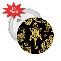 Mexican Culture Golden Tribal Icons 2.25  Buttons (10 pack) 