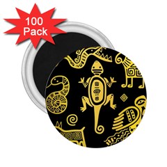 Mexican Culture Golden Tribal Icons 2.25  Magnets (100 pack) 