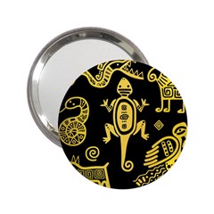 Mexican Culture Golden Tribal Icons 2.25  Handbag Mirrors