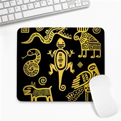 Mexican Culture Golden Tribal Icons Large Mousepads