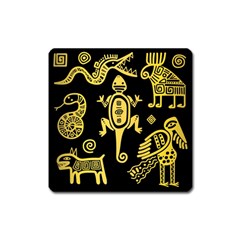 Mexican Culture Golden Tribal Icons Square Magnet by Vaneshart