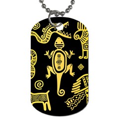 Mexican Culture Golden Tribal Icons Dog Tag (One Side)