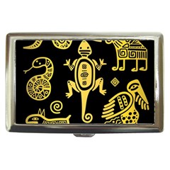 Mexican Culture Golden Tribal Icons Cigarette Money Case