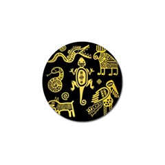 Mexican Culture Golden Tribal Icons Golf Ball Marker (10 pack)