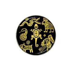 Mexican Culture Golden Tribal Icons Hat Clip Ball Marker