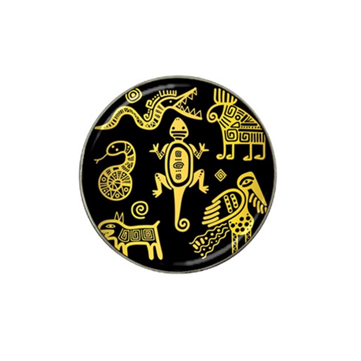 Mexican Culture Golden Tribal Icons Hat Clip Ball Marker (10 pack)