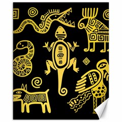 Mexican Culture Golden Tribal Icons Canvas 16  x 20 