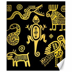 Mexican Culture Golden Tribal Icons Canvas 20  x 24 