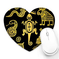 Mexican Culture Golden Tribal Icons Heart Mousepads