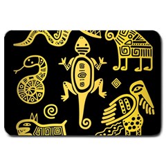 Mexican Culture Golden Tribal Icons Large Doormat 