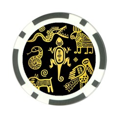 Mexican Culture Golden Tribal Icons Poker Chip Card Guard