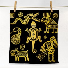 Mexican Culture Golden Tribal Icons Face Towel