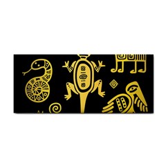 Mexican Culture Golden Tribal Icons Hand Towel