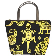 Mexican Culture Golden Tribal Icons Bucket Bag