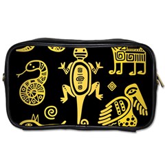 Mexican Culture Golden Tribal Icons Toiletries Bag (Two Sides)