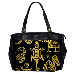 Mexican Culture Golden Tribal Icons Oversize Office Handbag by Vaneshart