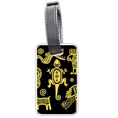 Mexican Culture Golden Tribal Icons Luggage Tag (one Side) by Vaneshart