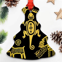 Mexican Culture Golden Tribal Icons Christmas Tree Ornament (Two Sides)