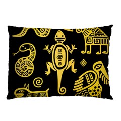 Mexican Culture Golden Tribal Icons Pillow Case (Two Sides)