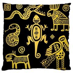 Mexican Culture Golden Tribal Icons Large Cushion Case (One Side)