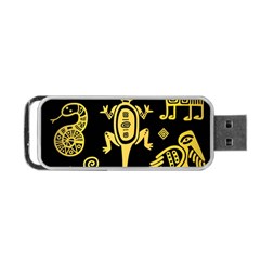 Mexican Culture Golden Tribal Icons Portable USB Flash (Two Sides)