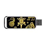 Mexican Culture Golden Tribal Icons Portable USB Flash (Two Sides) Front