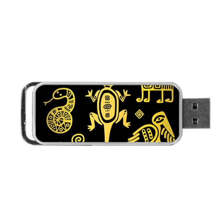 Mexican Culture Golden Tribal Icons Portable USB Flash (Two Sides)