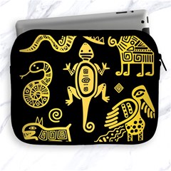 Mexican Culture Golden Tribal Icons Apple iPad 2/3/4 Zipper Cases