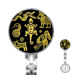 Mexican Culture Golden Tribal Icons Stainless Steel Nurses Watch