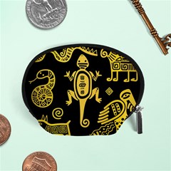 Mexican Culture Golden Tribal Icons Accessory Pouch (Small)