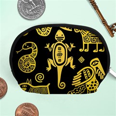 Mexican Culture Golden Tribal Icons Accessory Pouch (Medium)