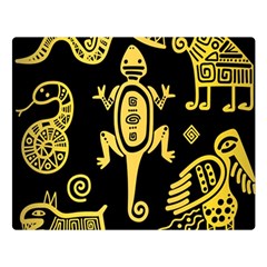 Mexican Culture Golden Tribal Icons Double Sided Flano Blanket (Large) 